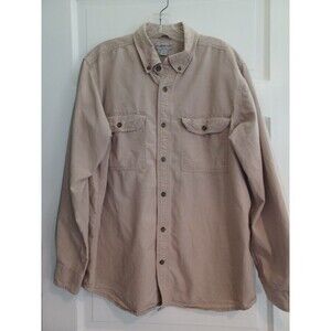 Carhartt tan/khaki cotton buttondown shirt mens L relaxed fit workwear outdoors